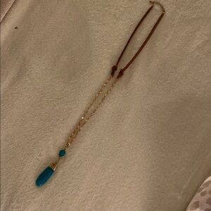 Elegant Gold and Blue Pendant Necklace